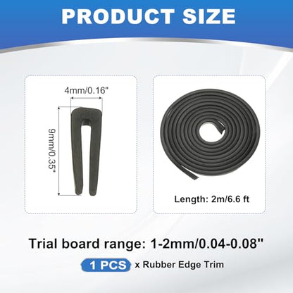 PATIKIL 5/64" Rubber Edge Trim, 6.6 ft Flexible U Channel Flat Bottom - size: 6.6ft x 0.08" x 0.16" x 0.35"