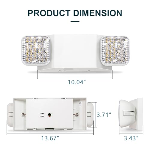 LED Emergency Lights, Two Head Adjustable Commercial Emergency Lights for Business, Power Outages, with Backup Battery (90 Minutes), Hard Wired, 120-277V Fire Resistant (94V-0) UL