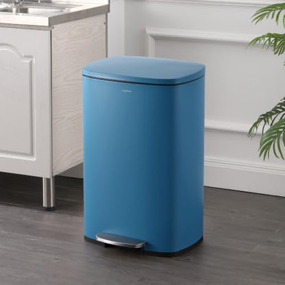 happimess Connor 2-Piece Iron Trash Can, Bright Cobalt Blue - color: Bright Cobalt Blue