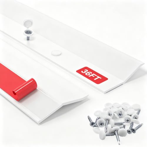 Garage Door Seal Top and Sides - 36FT TPE Garage Door Weather Stripping Kit, Flexible Side Seal for Blocking Drafts Rain Dust & Rodents, Easy Installation for DIY Homeowners, White - color: White, size: 36FT