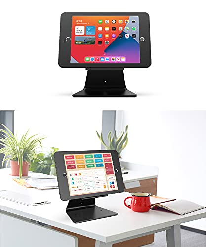 Desktop Anti-Theft Security Kiosk Stand Holder Enclosure for iPad 10.2-Inch (9th Gen.2021,8th Gen.2020,7th Gen.2019),with Lock and Key,Flip &360°Rotating Horizontal or Vertical Design(Black) - color: Black
