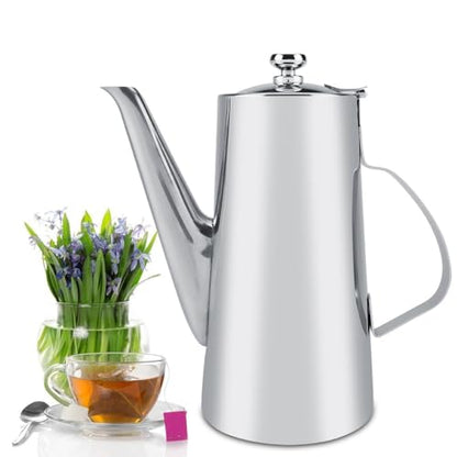 2L Capacity Stainless Steel Teapot with Ergonomic Handle Short Nozzle Pitcher Water Kettle for Home, Restaurant, Coffee(long nozzle) - style: long nozzle