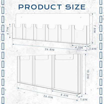 Sherr 2 Pcs Acrylic Brochure Pamphlet Holder Wall Mount 2 Sizes 9 Pocket