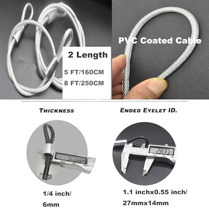 8FT 6mm Stainless Steel Security Cable Lock,Braided Steel Vinyl Coated Safety Cable Luggage Lock,Flexible Steel Cable Security Wire Rope Double Loop,Clear - color: Clear, size: 6mm-8ft(1pcs)