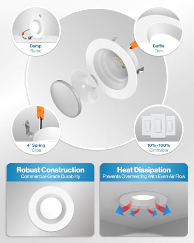 Sunco 10 Pack 4 Inch Retrofit LED Recessed Light, 11W=60W, 6000K, Dimmable - color: 6000K