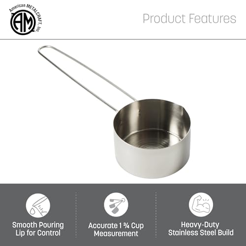 American Metalcraft MCL175 Stainless Steel Measuring Cup, 1 3/4-Cup - size: 1 3/4 Cup