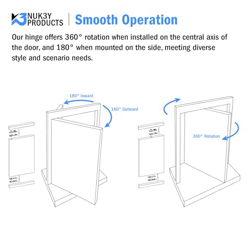 Nuk3y Heavy Duty Stainless Steel 360 Degree Door Pivot Hinge System Matte Black