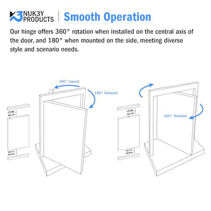 Nuk3y Heavy Duty Stainless Steel 360 Degree Door Pivot Hinge System Matte Black
