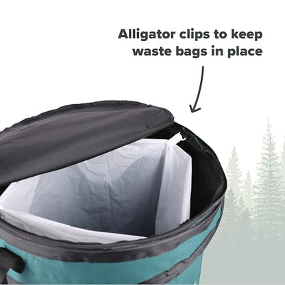 Coghlan's Deluxe Durable Pop-Up Trash Can – Collapsible Garbage Bin with Zippered Lid, Bag Clips, and Anchoring Points for Camping, Home, and Outdoor Use – 29.5 Gallon - color: Green