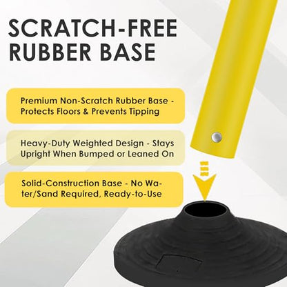 12 Pack Stanchions with Retractable Belts - Heavy Duty Crowd Control Barriers with Weighted Rubber Base, Retractable Belt Stanchions for Queue Line, Events, Public Safety(Yellow，12 Pack） - color: Yellow - 12 Pack, style: Round Base