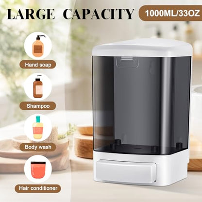 Hushee 1 Pcs Wall Mounted Soap Dispenser,33.8 Oz 1000 Ml,Black - color: Black, size: 33.8 oz 1000 ml