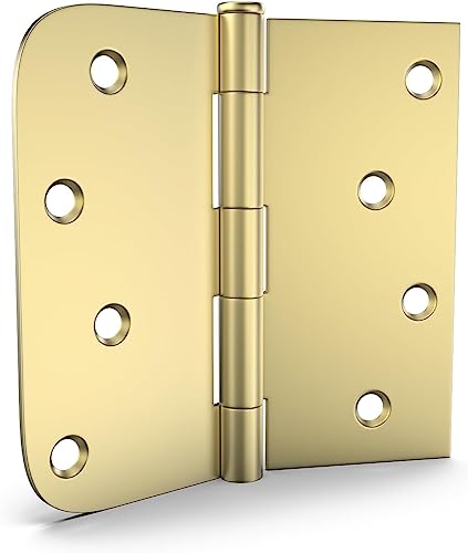 Goldenwarm Pack of 6, 4 inch Door Hinges Brushed Brass Gold Door Hinges - color: Gold, size: 6 Pack