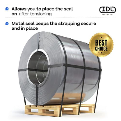 IDL Packaging 3/4" Closed (Push) Seals for Steel Strapping, Pack of 250 - color: Closed (Push), size: 3/4"