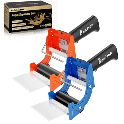 Professional 3 Inch Tape Gun Dispenser, 2-Pack Heavy-Duty Packing Tape Dispenser for Shipping Boxes, Quick Reload, Works with Standard & Thick Tape, Ergonomic Handle for Warehouse, Moving & Office - size: 3 inch -2 Pack
