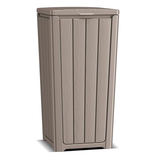EFU 38 Gallon Outdoor Trash Can with Lid, Waterproof Garbage Can Bin - color: Grey, size: 38 Gallon
