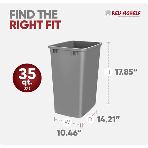 Rev-A-Shelf Double Pullout Garbage Trash Cans for Kitchen Cabinets, 35 Qt - color: Silver, style: 2 Pack
