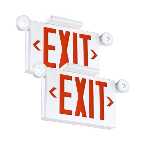 Gruenlich Exit Sign with Emergency Light, Battery Backup, 2 Pack - size: 2-Pack