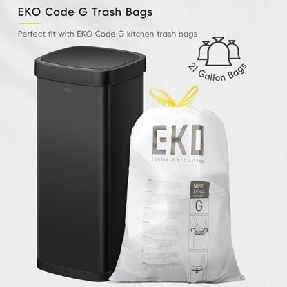EKO EcoSmart 80L / 21.1 Gallon Motion Sensor Trash Can or Recycling Bin – Tall, Large Touchless Kitchen Garbage Bin with Soft-Close Lid for Home or Office, Brushed Stainless Steel, Matte Black - size: EcoSmart 80 liter - Matte Black