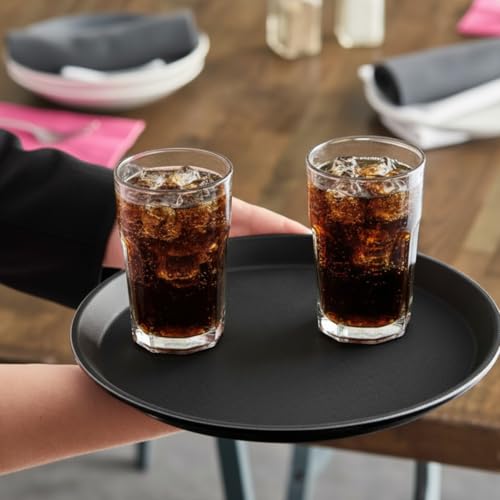 TrueCraftware- 11" Round Non-Slip Serving Trays Black Set of 12- Restaurant Serving Tray Rubber Lined Serving Tray Serving Coffee Appetizer Breakfast Perfect for Kitchen Café Hotel and Restaurants - color: Set of 12, size: 11 Inch