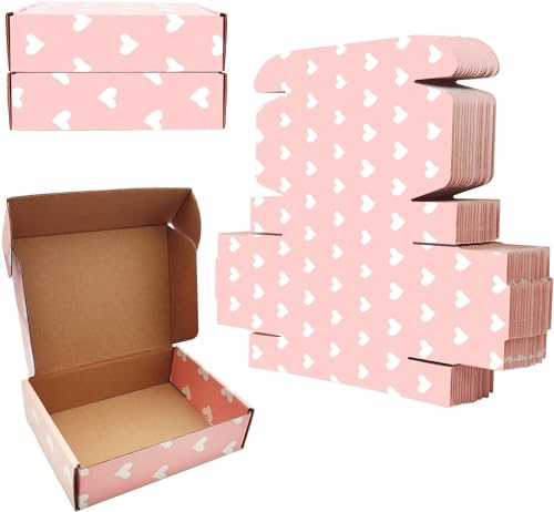 Recyclable Cardboard Small Gift Mailer Boxes for Shipping Packaging Craft Mother's Day Gifts Giving Products (Pink, 9 x 6 x 2 Inch) - color: Pink, size: 9 x 6 x 2 Inch