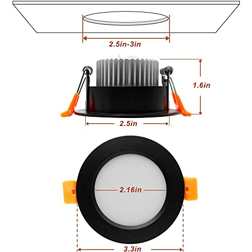 3 Inch LED Recessed Lighting, Dimmable Downlight 5W (40W Halogen Equivalent), CRI 80, 4000K Natural White Ceiling Light with LED Driver (1 Pack) - color: 4000k (Natural White), size: Black-3Inch-1Pack
