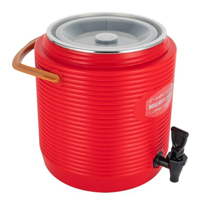 Stainless Steel Beverage Dispenser Insulated Container with Faucet Cooler with Drink Dispensers Cold and Hot Drink Dispenser for Milk Tea, Juice, Coffee 2.91 Gal Capacity (Red) - color: Red, size: 13L