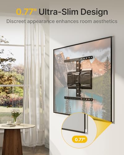 monTEK 0.77" Ultra Slim Full Motion TV Wall Mount for 43-90 Inch TVs - size: 43-90 Inch