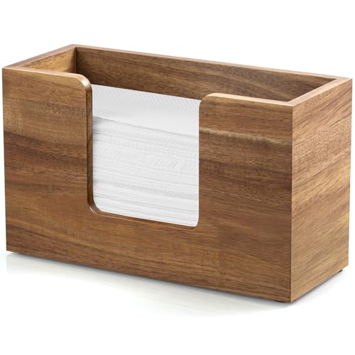 Paper Towel Dispenser Countertop, Acacia Wood Bathroom Paper Towel Holder, Napkin Holder for Kitchen, Multifold C-Fold, Z-Fold, Trifold for Bathroom Toilet Home - color: Acacia, size: 11.02" x 4.65" x 6.57"