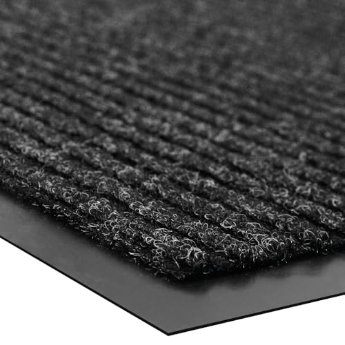 UNIMAT Traffic Guard Door Mat, 3´x 5´, Heavy Duty Waterproof Doormat, Stain and Fade Resistant Welcome Mats, Durable Rubber Backing, Low Profile Entryway Rug, Shoe and Boot Scraper, Black