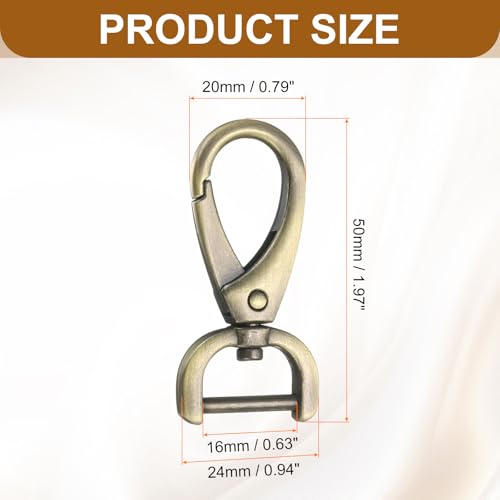 HARFINGTON 2Pcs Detachable Snap Hook Swivel Clasp 5/8" D Ring with Swivel Lobster Claw Clasps Hook for Purse Strap Keychain Bag DIY Craft, Brass - color: Brass, size: 5/8"