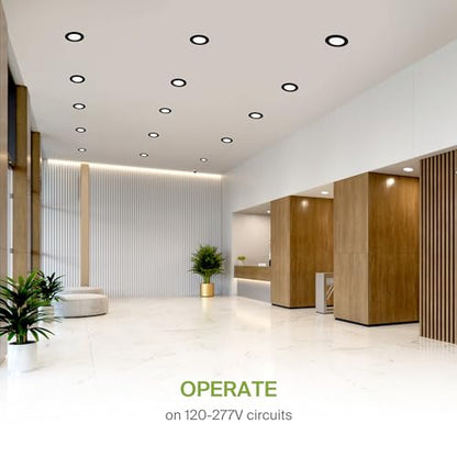 ASD Recessed Lighting 4 Inch, Round Commercial LED Downlight, Mini Panel Baffle Trim, 12W 120-277V, 5 CCT 2700K-5000K, Dimmable LED Ceiling Light Fixture, Black, ETL, 6 Pack - color: 6 Pack, size: 4 Inch Black