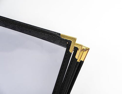 Menu Covers, Four Page, 8.5" x 14" Legal Size, Pack of 6, Black