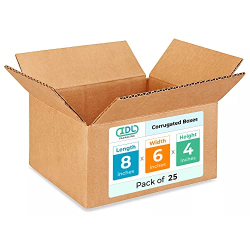 Small Moving & Shipping Boxes 8"L x 6"W x 4"H (25-Pack) - Extra Strength 200 lb vs Regular - Corrugated Boxes for Packaging Moving Stuff - Corrugated Box - Square Cardboard Box by IDL Packaging - size: 8 * 6 * 4" (Small Boxes)