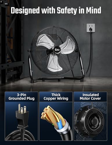 Simple Deluxe Comfort Zone Cradle Floor Fan, 12 Inch 3-Speed High Velocity, 230 Degree Adjustable Tilt, All-Metal, Carry Handle, Rubber Feet,Ideal for Home, Bedroom & Office, Black, 2 Pack - size: 12 Inch, style: 2 Pack