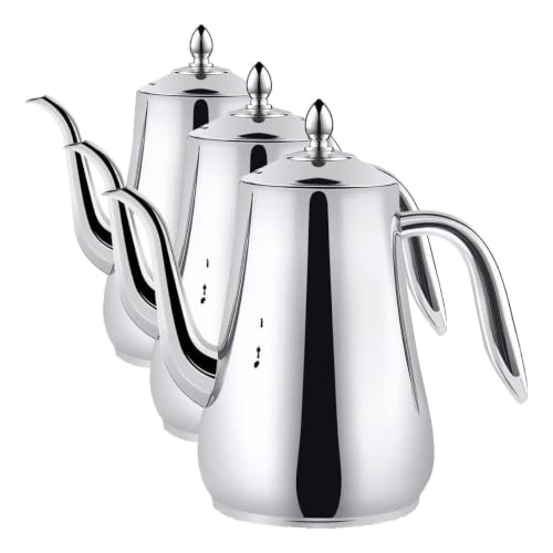 SANQIAHOME Stainless Steel Teapot with Infuser Silver 58Oz (Pack of 3) - size: 1.75 L (Pack of 3)