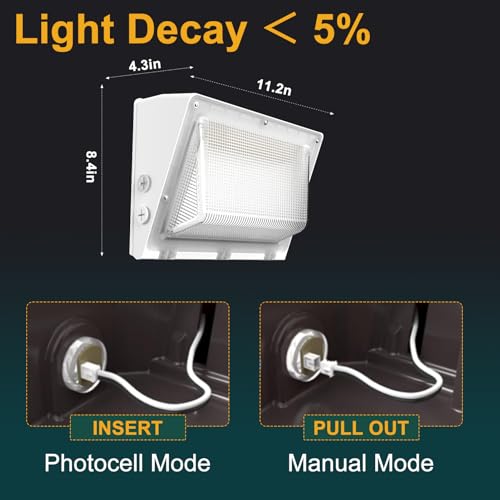 4Pack 150W LED Wall Pack Lights,100‑277V Dusk‑to‑Dawn Photocell, 22500Lm 5000K IP65,50ft Diameter Coverage Area, Commercial‑Grade Exterior Security Lighting,ETL White(Height:10‑20ft) - size: 150W || White