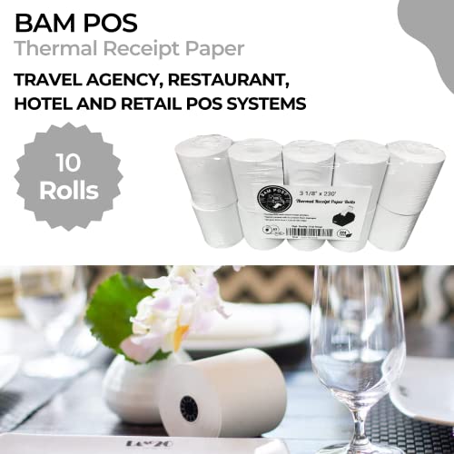 BAM POS, Thermal Paper Rolls, 3-1/8" x 230 ft, Pack of 10 - Value Pack - size: 10 rolls