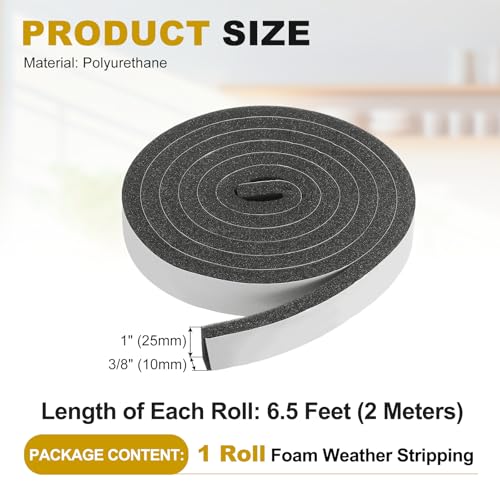 uxcell Weather Stripping Door Seal, 1" x 3/8" (1 Roll, 6.5Ft) - size: 1" x 3/8" (6.5 Ft)
