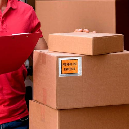 PSBM 1000 PCS, 5.5 x 10 Inch Orange Full Face Packing List Enclosed Bags, Shipping Mailing Envelopes and Packing Slip Pouches for Mailing Labels, Invoices and Documents - size: 5.5" x 10" / Back Side Load