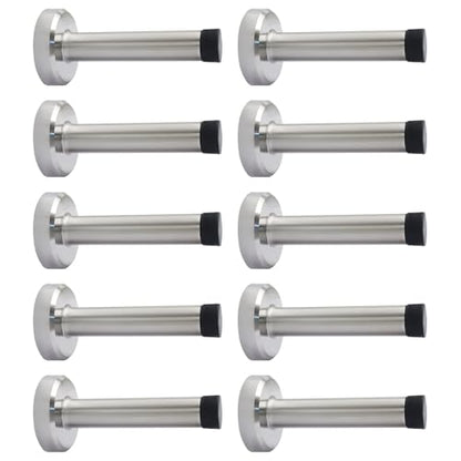 Jiozermi 10 Pcs Silver Door Stopper, Heavy Duty Wall Mounted - color: Silver