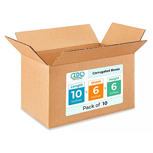 Medium Moving & Shipping Boxes 10x6x6 inches (10-Pack) - Extra Strength 200 lb vs Regular - Corrugated Packing Boxes for Delivery - Durable Cardboard Box - Shipping Box Medium by IDL Packaging - size: 10 * 6 * 6" (Medium Boxes)