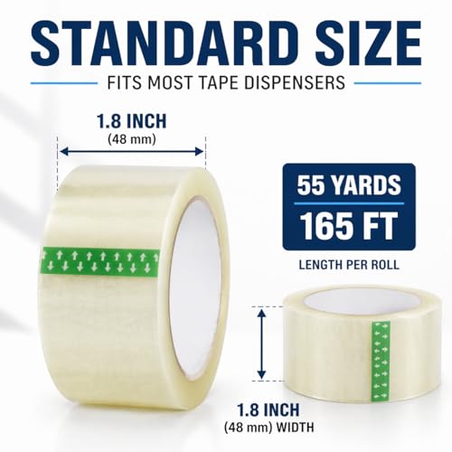 Packing Tape, Clear, 1.8 Inch x 55 Yards, Heavy Duty, Strong Adhesive, for Shipping, Storage, and Moving Box Sealing, 6-36 Rolls (30 Pack)
