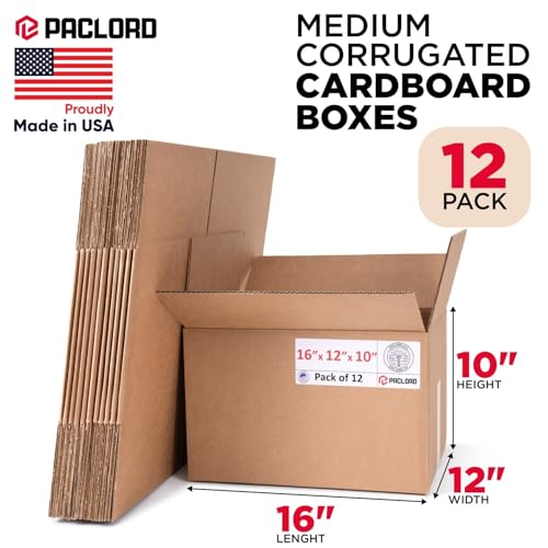 Medium Moving Cardboard Boxes 16"L x 12"W x 10"H (Pack of 12) - USA-Made Packing Boxes for Moving, Shipping, or Storage - USPS, UPS, FedEx Approved - Professional Packing Supplies - color: Pack of 12, size: Medium 16x12x10"
