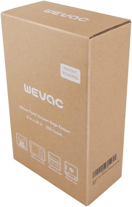 Wevac Vacuum Sealer Bags 6"x10", 200 Pint Bags, Fits Food Saver Sealers - size: 6" x 10" 200 count