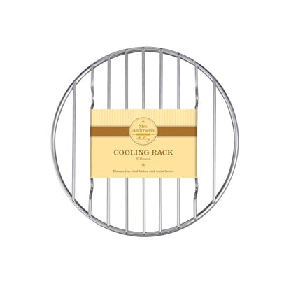 Mrs. Anderson's Baking Professional Round Cooling Rack, Heavy Duty Steel, 6 x 6 x 0.5-Inches - size: Round - 6-Inch