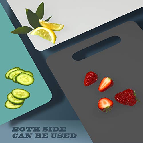 Fotouzy Plastic Utility Cutting Board with Handles, Food Safe PP Material, BPA Free, Dishwasher Safe, Thick Chopping Board, Large Size, Easy Grip Handle, for Kitchen (Gray), 15.5" X 10" - color: Gray