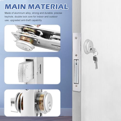 Storefront Mortise Door Lock, Commercial Mortise Lock with Lock Cylinder Aluminum Door Locks Double Cylinder Hook Deadbolt Lock Set for Storefront Entry Doors