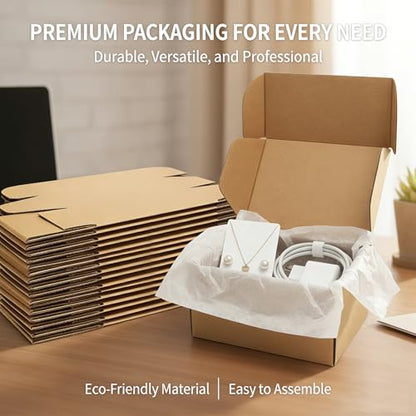 50 Pack Small Shipping Boxes 6x4x3'' Corrugated Small Cardboard Boxes for Shipping, Recyclable Packaging Boxes for Business, Mailer, Gift Packing, Crafts Packing, Jewelry Box, Brown
