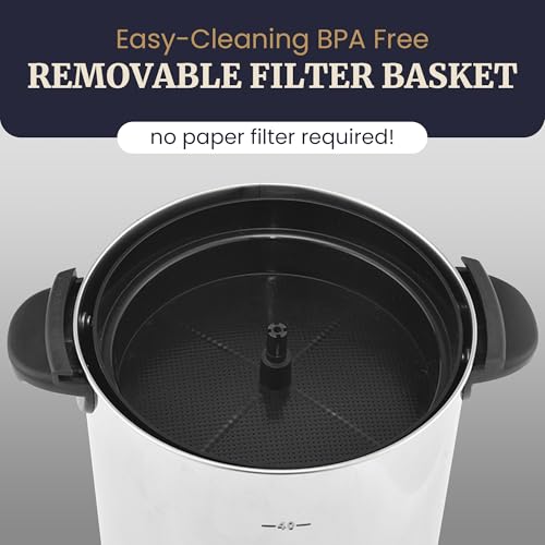 Elite Gourmet 40-Cup Coffee Brewer Urn, Two-Way Dispenser, Removable Filter - size: 40 Cup