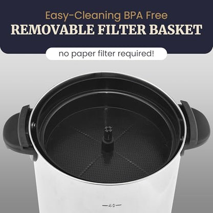 Elite Gourmet 40-Cup Coffee Brewer Urn, Two-Way Dispenser, Removable Filter - size: 40 Cup